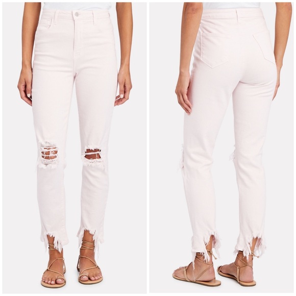 L'AGENCE High Line Distressed Skinny Jeans Chewed Hem In Blossom Wash Size 23‎ - Picture 1 of 10
